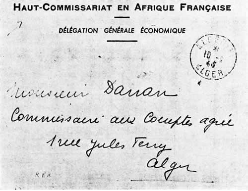 Enveloppe à en-tête Haut Commissariat en Afrique Française