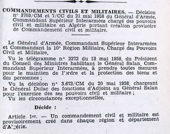 Création de commandants civils et militaires (1)