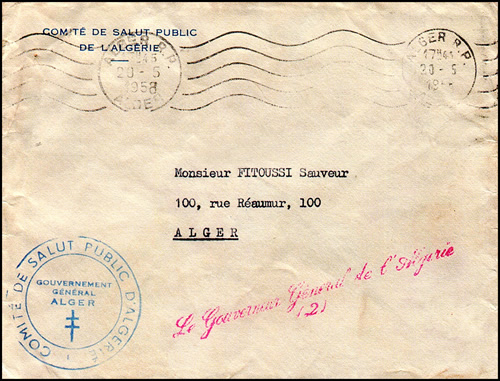Lettre du Comité de Salut Public d'Alger 20 mai 1958