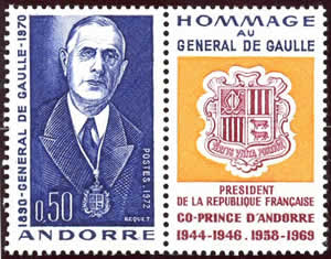 Timbre Andorre Général de Gaulle