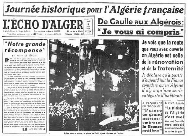 L'Echo d'Alger du 5 juin 1958