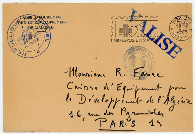 Lettre Caisse d'équipement pour le développement de l'Algérie 1965